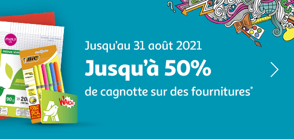 Jusqu'à 50% de cagnotte sur des fournitures